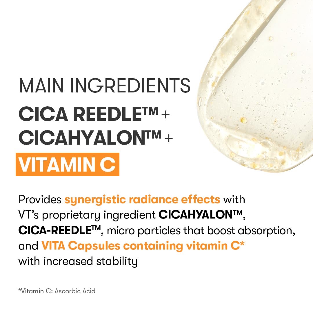 VT Cosmetics Vita-Light Reedle Shot 100, Serum with Vitamin C Capsules, Vitamin E, Hydrating Care, Korean Skincare for Sensitive Skin (50ml) - Image 4