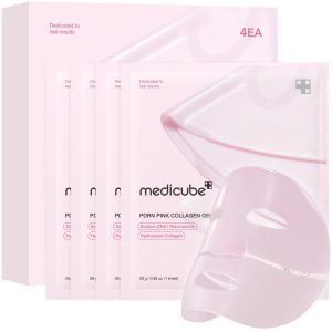 medicube Salmon DNA PDRN pink collagen jelly gel mask | overnight face mask for glass glow skin- elasticity, hydrating, firming and moisturizing, 4 face masks