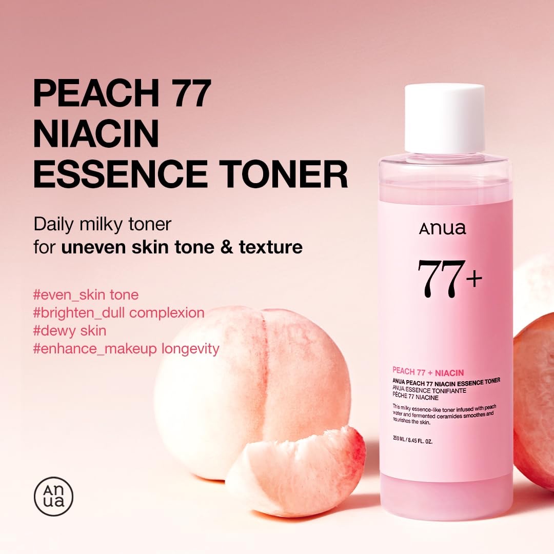 Anua Peach 77 Niacin Essence Toner, Facial Toner for Glass Skin, Niacinamide, Panthenol, Ceramides, Korean Skin Care, Facial Toner for Glass Skin, 250ml - Image 2