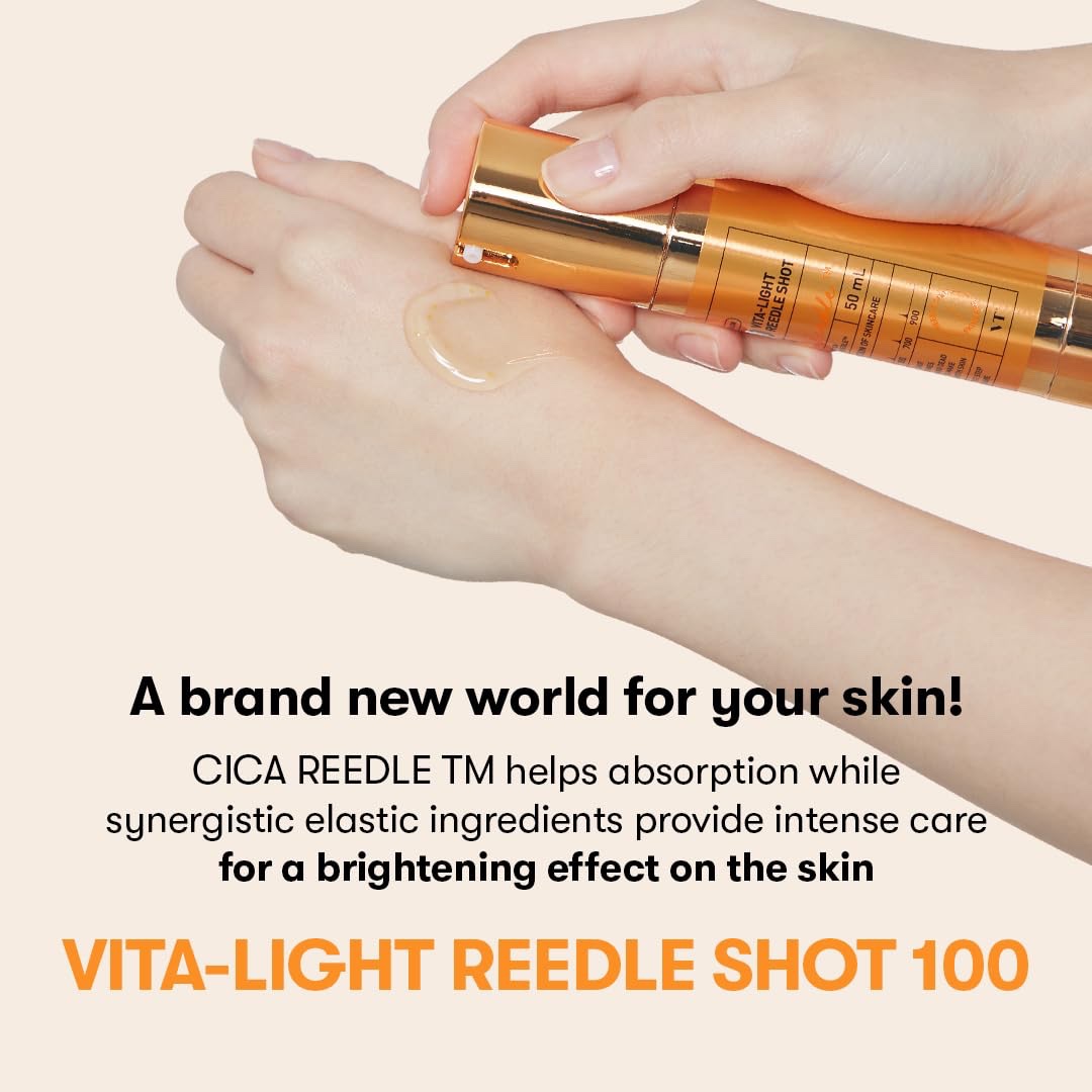 VT Cosmetics Vita-Light Reedle Shot 100, Serum with Vitamin C Capsules, Vitamin E, Hydrating Care, Korean Skincare for Sensitive Skin (50ml) - Image 3