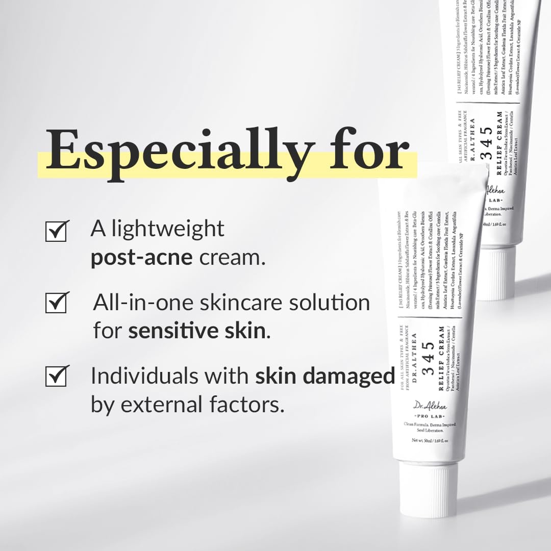 Dr.Althea 345 Relief Cream | Daily Face Moisturizer | Blemish Relief Care | Soothing Recovery & Moisture with Niacinamide, Panthenol | Korean Vegan Skincare for All Skin Types 50ml - Image 5