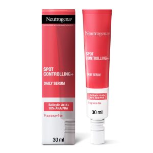 Neutrogena, Daily Serum, Spot Controlling+, Boosts Skin Radiance, powerful combination of Salicylic acid - a purifying agent and glycolic acid, 30ml