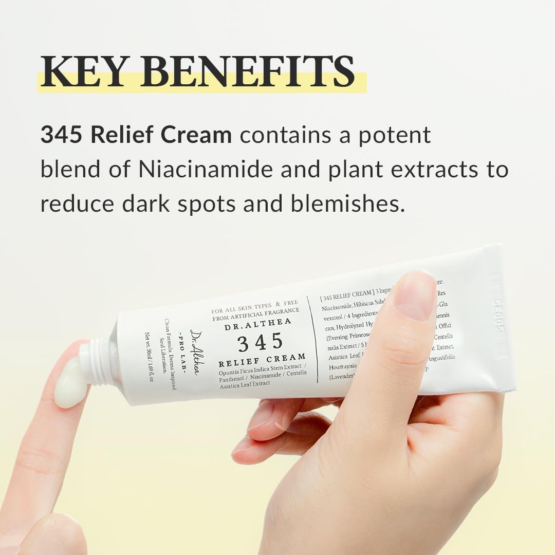 Dr.Althea 345 Relief Cream | Daily Face Moisturizer | Blemish Relief Care | Soothing Recovery & Moisture with Niacinamide, Panthenol | Korean Vegan Skincare for All Skin Types 50ml - Image 3