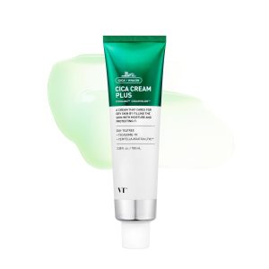 VT COSMETICS Cica Cream Plus | Hydrating & Calming Face Moisturizer with Centella Asiatica, Lightweight Soothing Cream for Acne, Oily, Dry and Sensitive Skin, Korean Skincare for acne prone skin