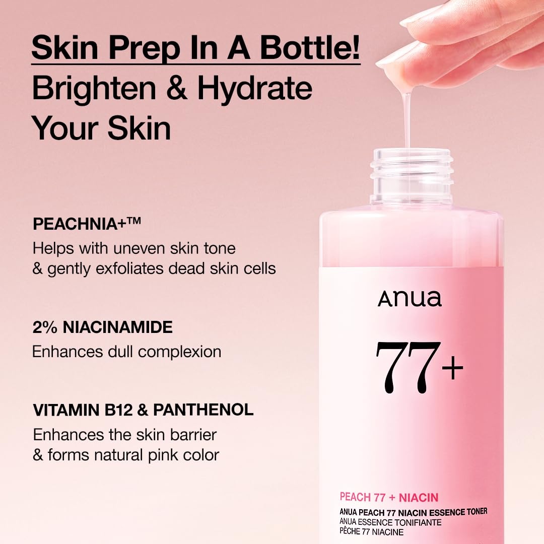 Anua Peach 77 Niacin Essence Toner, Facial Toner for Glass Skin, Niacinamide, Panthenol, Ceramides, Korean Skin Care, Facial Toner for Glass Skin, 250ml - Image 3