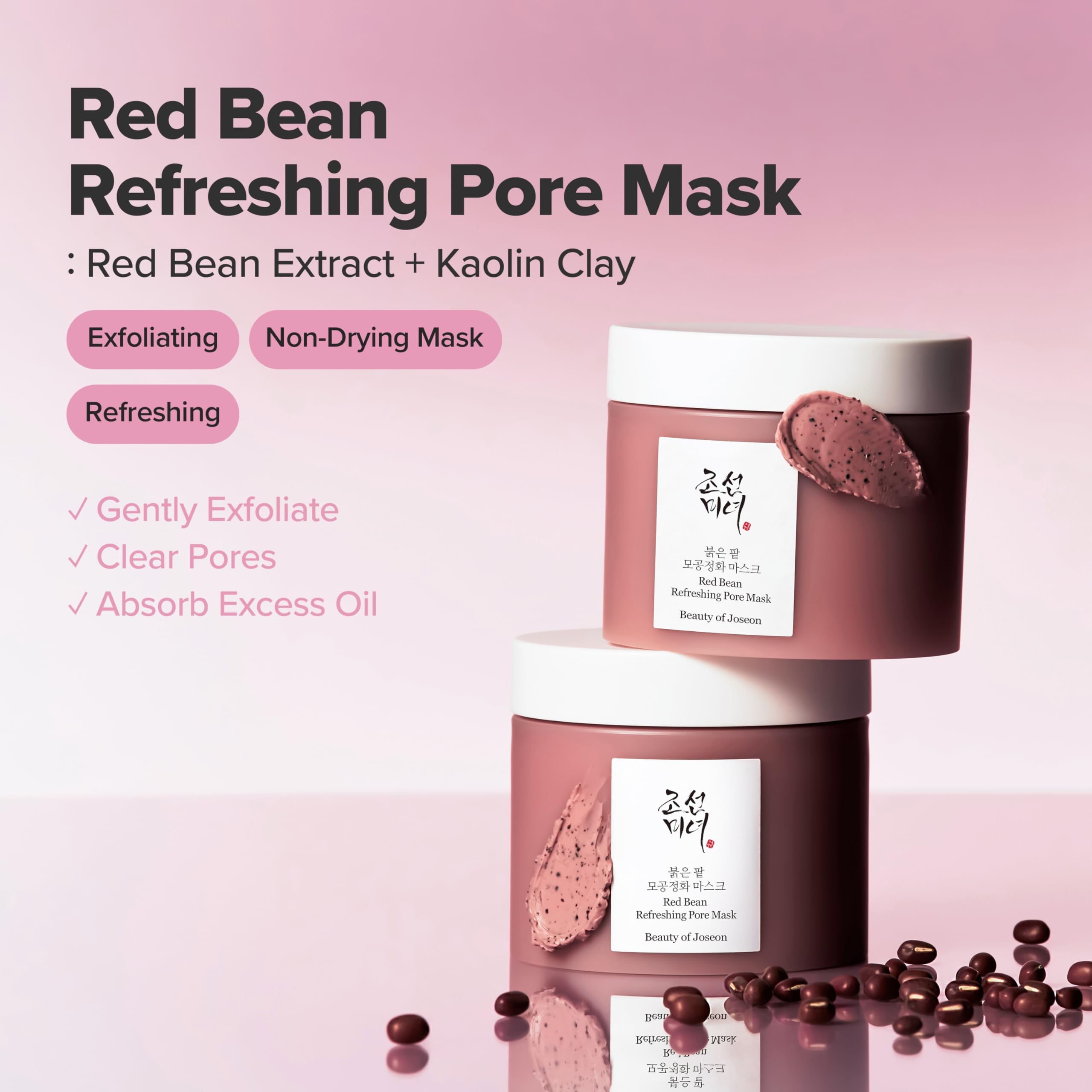 Beauty of Joseon Red Bean Pore Refreshing Mask Mud Cream Hydrating Wash Off Pack, Pore Cleansing Exfoliator, Korean Skin Care for Men and Women (140ml) - Image 2