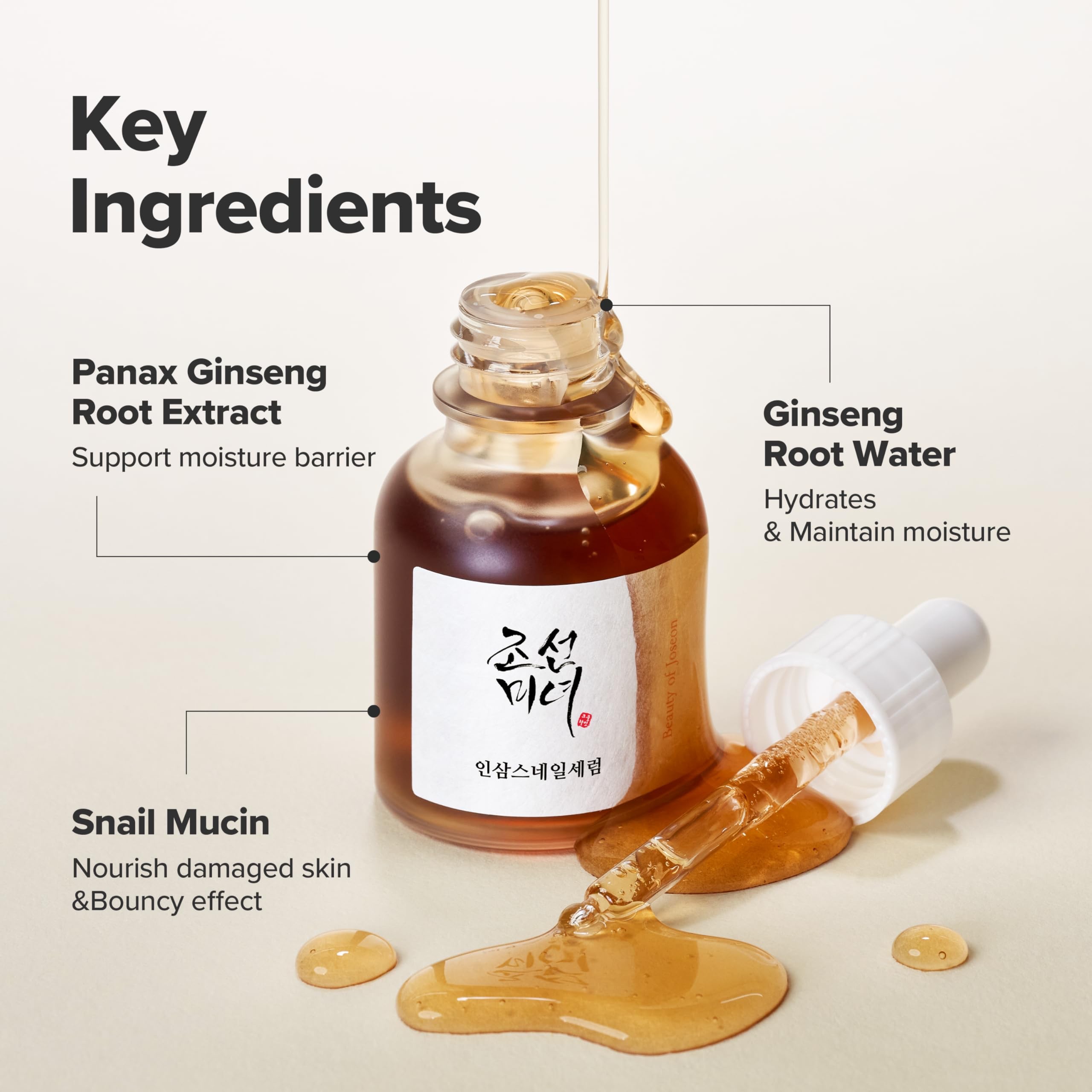 Beauty of Joseon Revive Serum Snail Mucin Ginseng Hydrating Face Moisturizer for Wrinkles Acne Scars Dull Skin Elasticity Snail Mucin Peptide Korean Skincare for Men and Women, (30ml) - Image 5