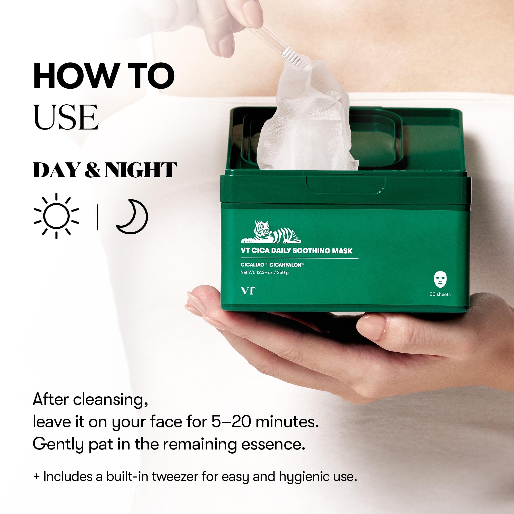VT COSMETICS Daily Soothing Mask 30ea | Facial Sheet Mask for Moist & Hydrating, 30 Day Supply, Centella Asiatica Face Mask, Instant Calm & Glow, Korean Skincare - Image 5