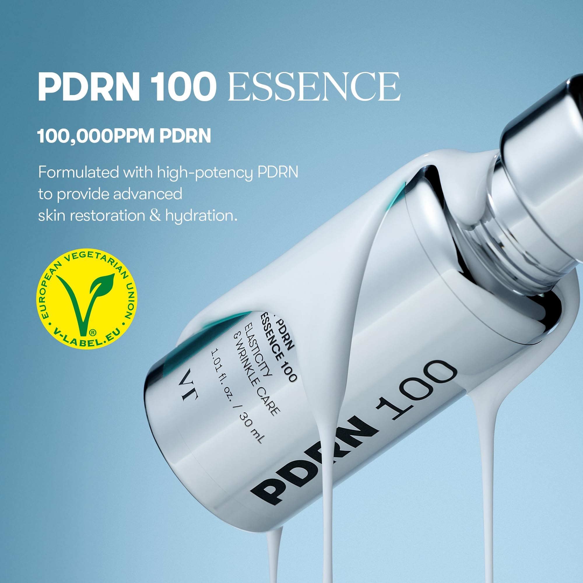 VT COSMETICS PDRN 100 Essence, Korean Gingseng Plant-derived PDRN Serum for Natural Glow, Korean skincare 30 ml - Image 2