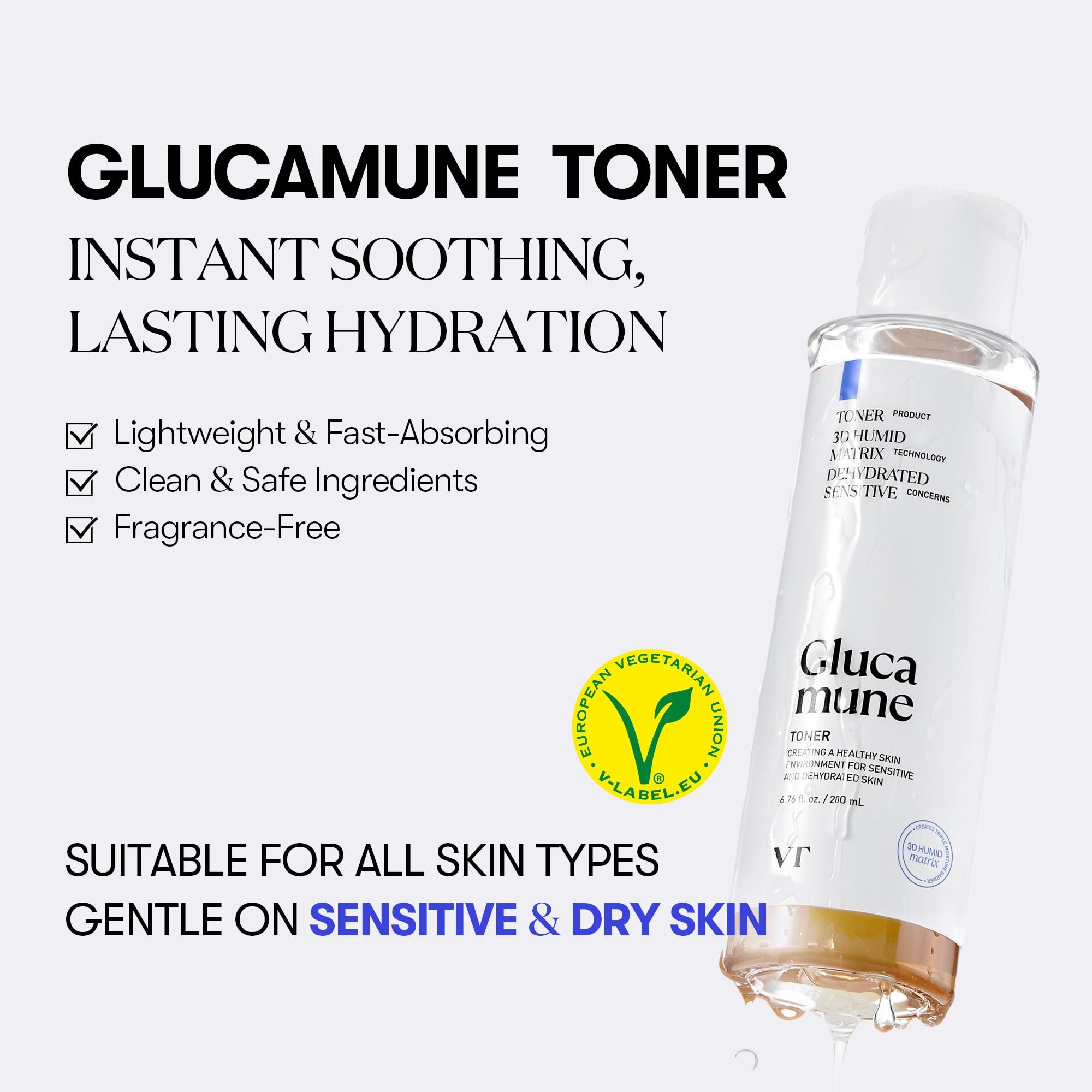 VT COSMETICS Glucamune Facial Toner | Vegan Mucin Toner for Deep Hydration & Soothing | Plant-Based, Paraben-Free, Pure & Clean Skincare for All Skin Types | Korean Skincare (200ml) - Image 2
