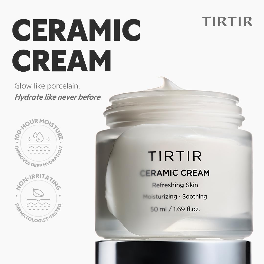 TIRTIR Natural Ceramide Cream Moisturizer for Hydrated, Glowing Skin - Shea Butter, Centella Asiatica Extract - Nourishing and Strengthening Skin Barrier, Ideal for Dry Skin 50ml - Image 3