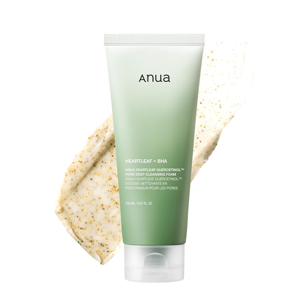 Anua Heartleaf Quercetinol Pore Deep Cleansing Foam, Facial Cleanser, for Double Cleansing, BHA, Hyaluronic Acid, Glycerin, Face Wash, Blackhead Remover, (150ml)