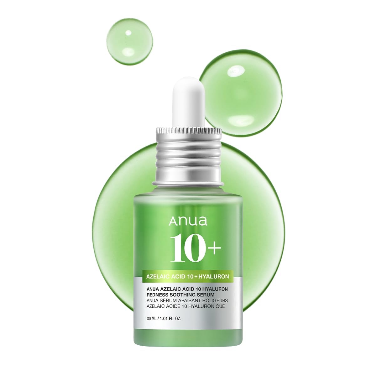 Anua Azelaic Acid 10 Hyaluron Redness Soothing Serum, Facial Serum for Sensitive skin, Hyaluronic Acid, Niacinamide, Spot Care, Natural Color, Vegan, Korean Skincare (30ml)