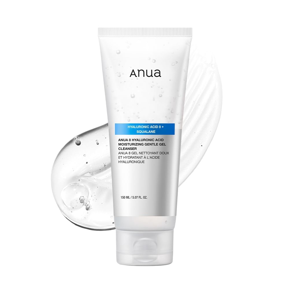 Anua Moisturizing Gentle Gel Cleanser, for daily hydrating foaming gel face wash, exfoliating with Hyaluronic Acid+Squalane, cleanser for combination skin, Korean Skincare (150ml)
