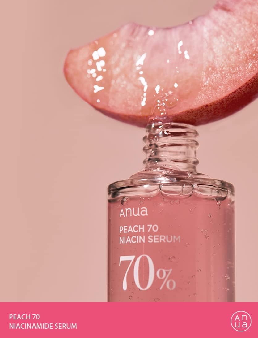 Anua Peach 70 Niacinamide Serum, Lightweight Hydration for Dry Skin, Vitamin B12, Hyaluronic Acid, Glass Skin, Dewy Finish, Natural Pink Color, Korean Skin Care, 30ml - Image 2