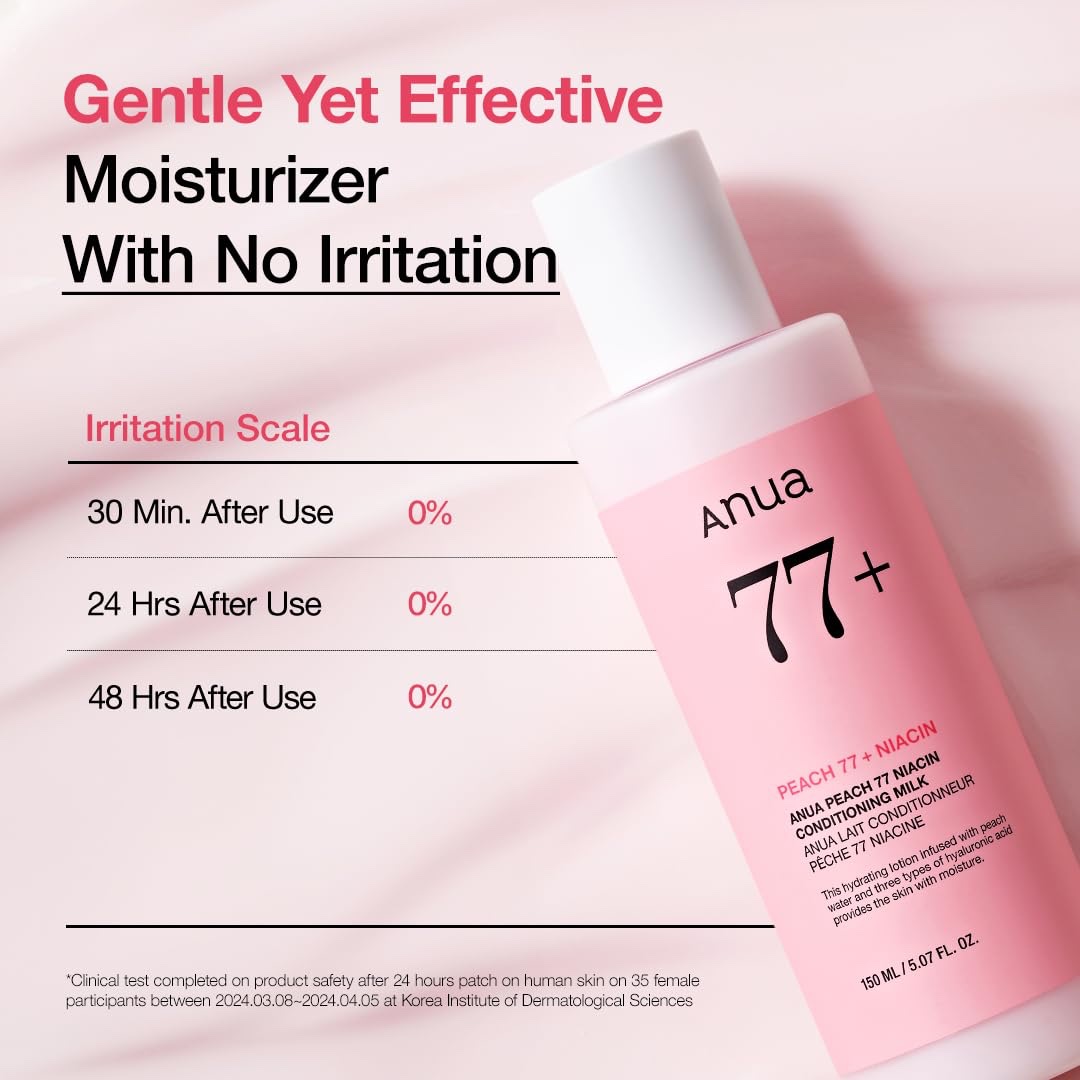 Anua Peach Niacin Conditioning Lotion, Face Moisturizer with Vitamin B12, Ceramide, Panthenol, Hyaluronic Acid, Lightweight, Korean Skin Care for Glass Skin (150ml) - Image 4
