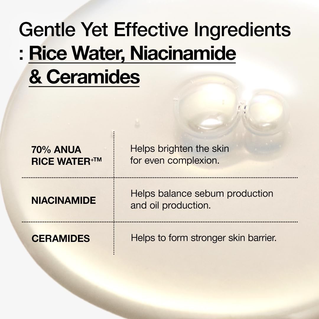 Anua Rice 70 Glow Milky Toner, for Glass Skin, Rice Water, Niacinamide, Ceramides, Panthenol, Non comedogenic, Fungal Acne Safe, Korean Skin Care, 250ml - Image 4