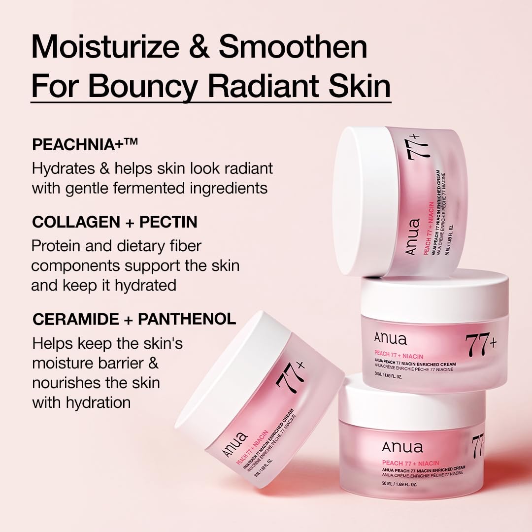 Anua Peach Niacinamide Cream, Face Moisturizer for Dry Skin with Vitamin B12, Collagen, Ceramide, Panthenol, Korean Skin Care for Glass Skin (50ml) - Image 3