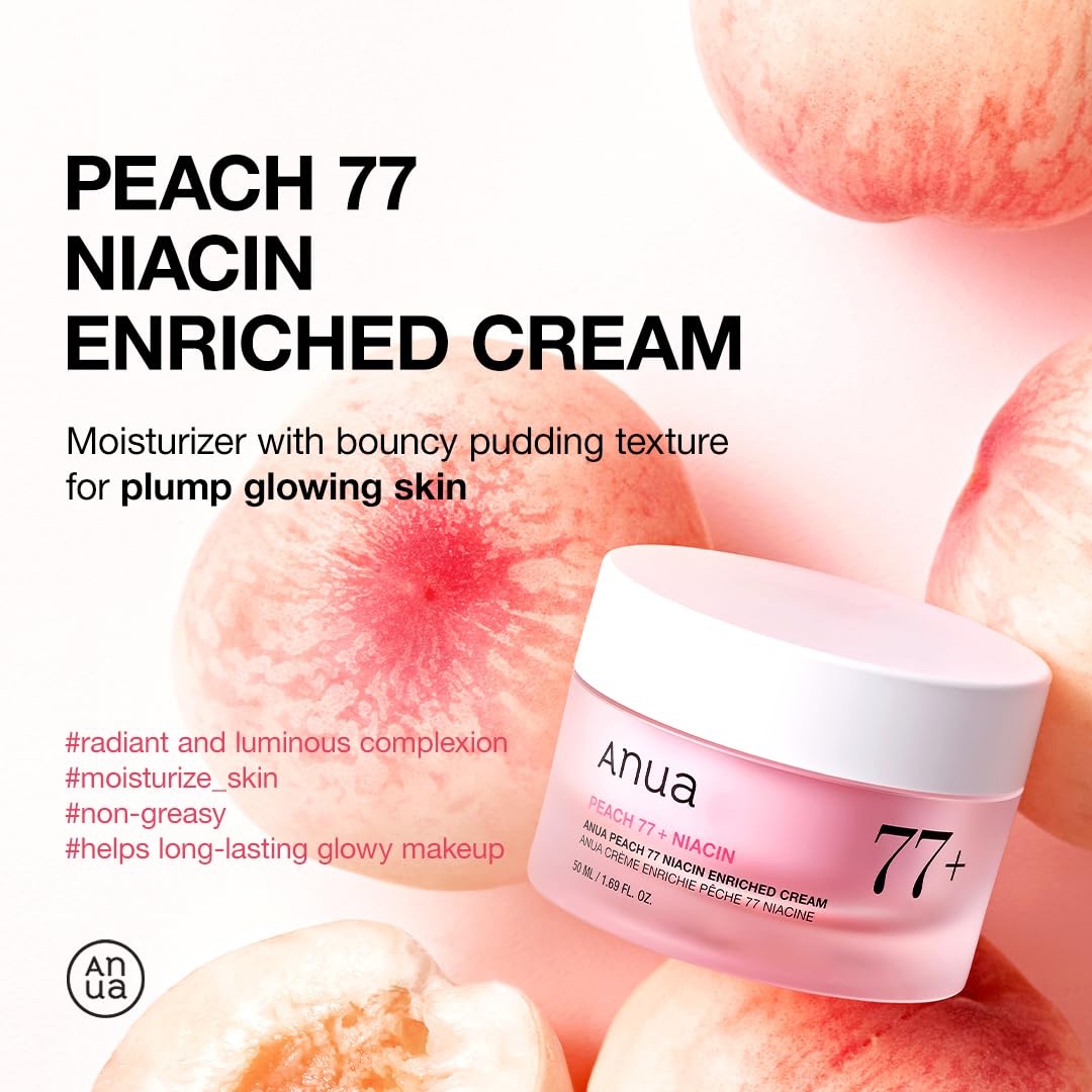 Anua Peach Niacinamide Cream, Face Moisturizer for Dry Skin with Vitamin B12, Collagen, Ceramide, Panthenol, Korean Skin Care for Glass Skin (50ml) - Image 2