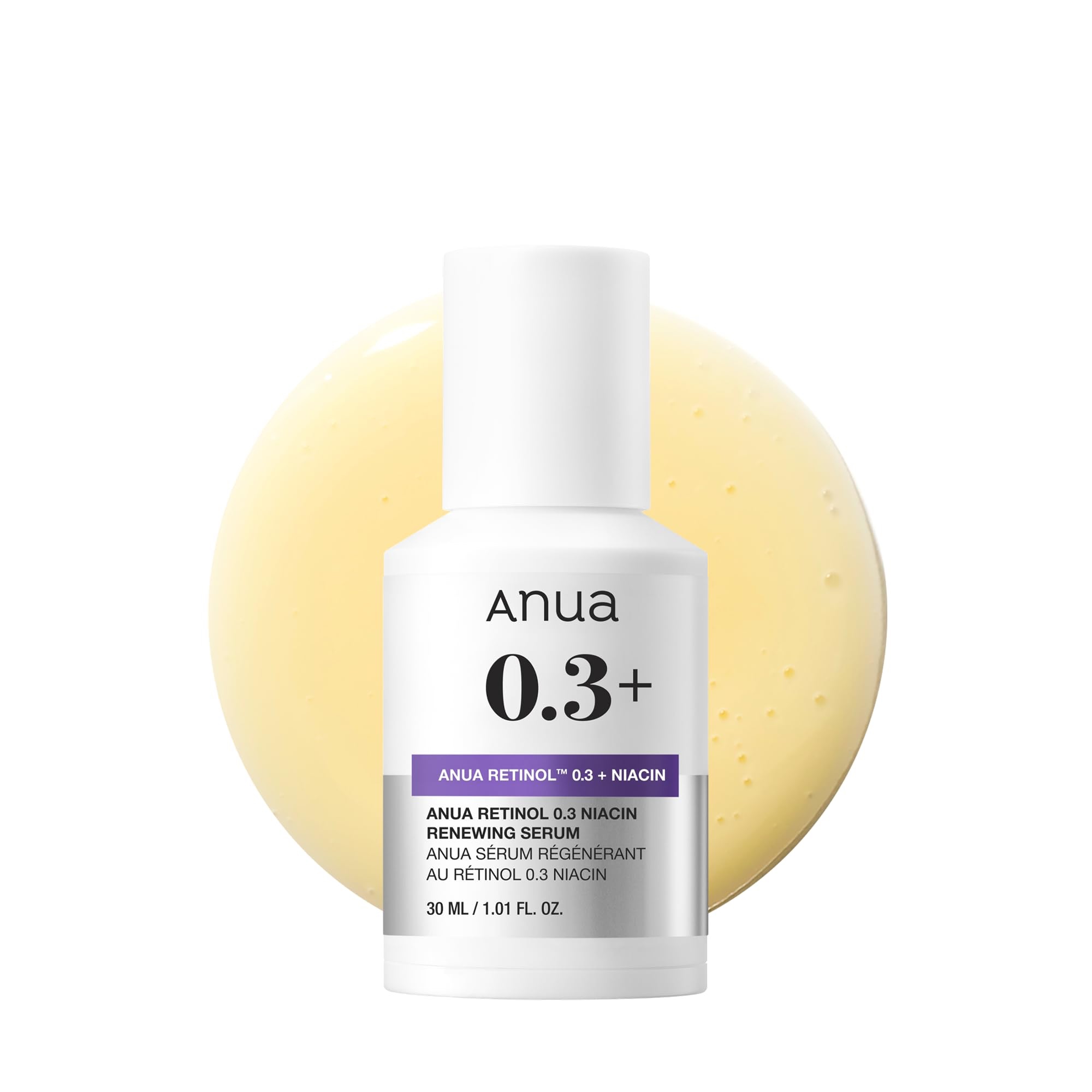 Anua Retinol 0.3 Niacin Renewing Serum, For Anti-Aging with Hydration, Textured & Glass skin, 5% Niacinamide, Retinol For Face, Gentle for Beginner, Korean Skin Care, 30ml