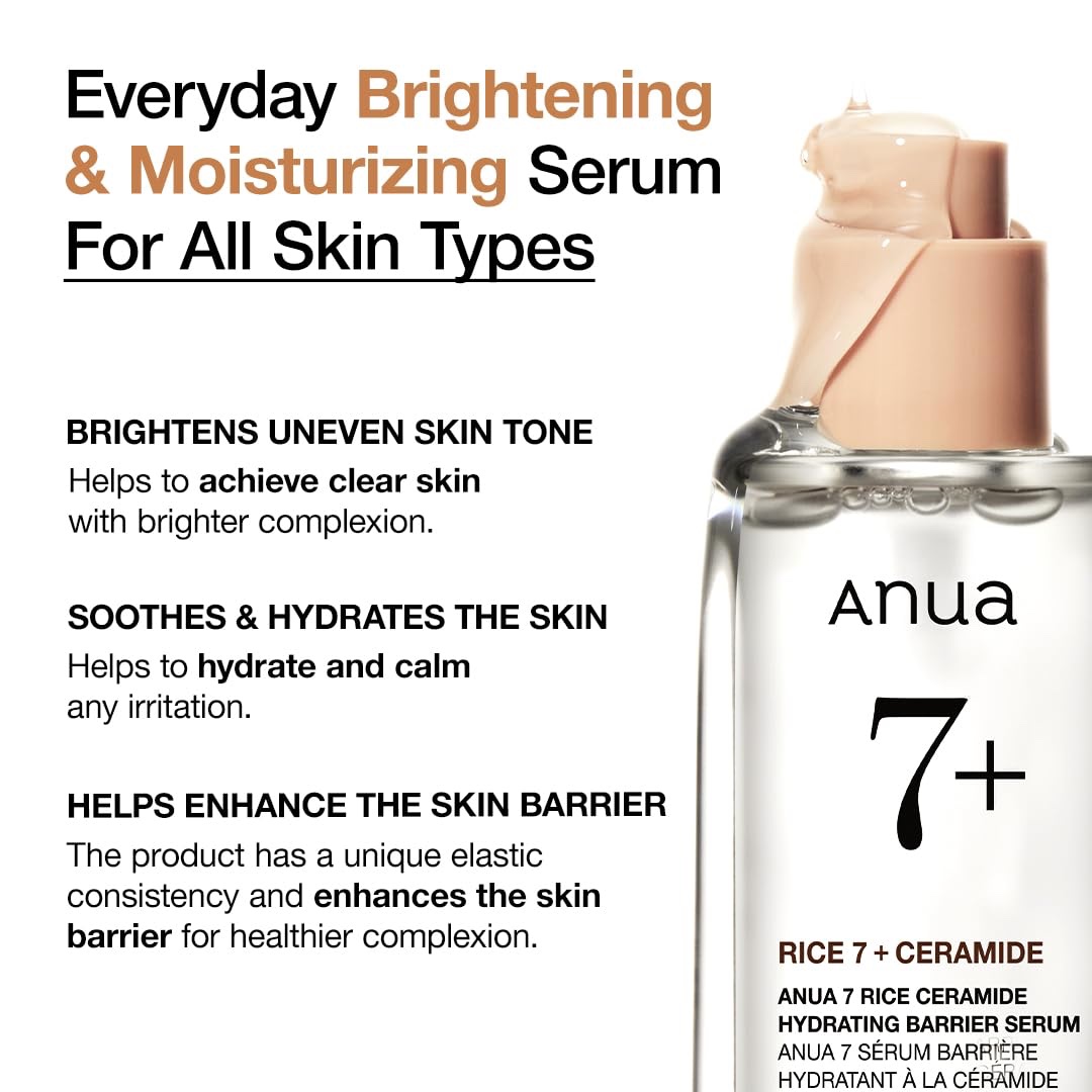 Anua Rice Ceramide 7 Hydrating Barrier Serum, Brightening, Hydrating Serum for Face, Rice, Hyaluronic Acid, Niacinamide, Fragrance-free, Non comodogenic, Glass Skin, Korean Skin Care, 50ml - Image 3