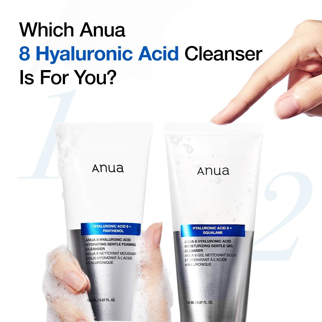 Anua Moisturizing Gentle Gel Cleanser, for daily hydrating foaming gel face wash, exfoliating with Hyaluronic Acid+Squalane, cleanser for combination skin, Korean Skincare (150ml) - Image 5