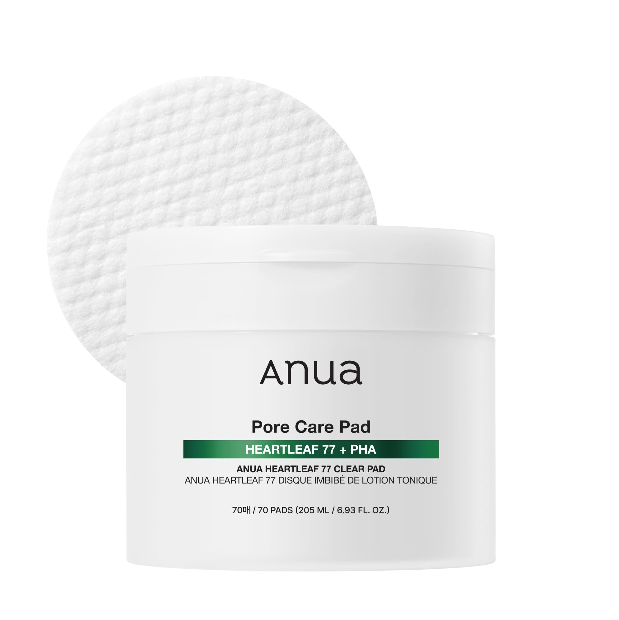 Anua Heartleaf 77 Toner Pad, Mild Exfoliating Facial Pads for Glass Skin, Hydrating Pore Care for Sensitive Skin, Heartleaf Extract, PHA, Centella, Non comedogenic, Korean Skin Care (70 Pads)