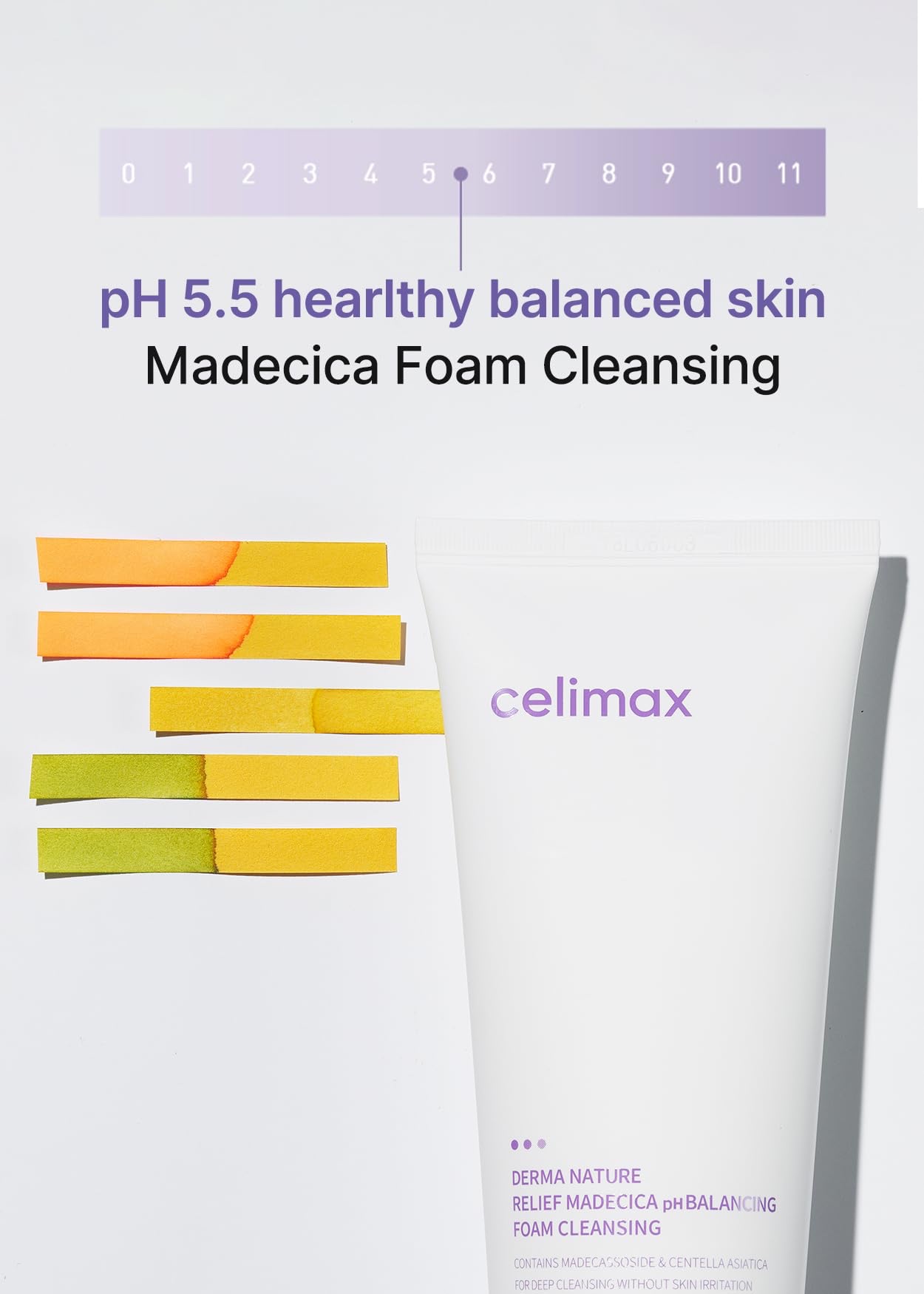 celimax Derma Nature Relief Madecica pH Balancing Foam Cleansing 150ml - Image 4