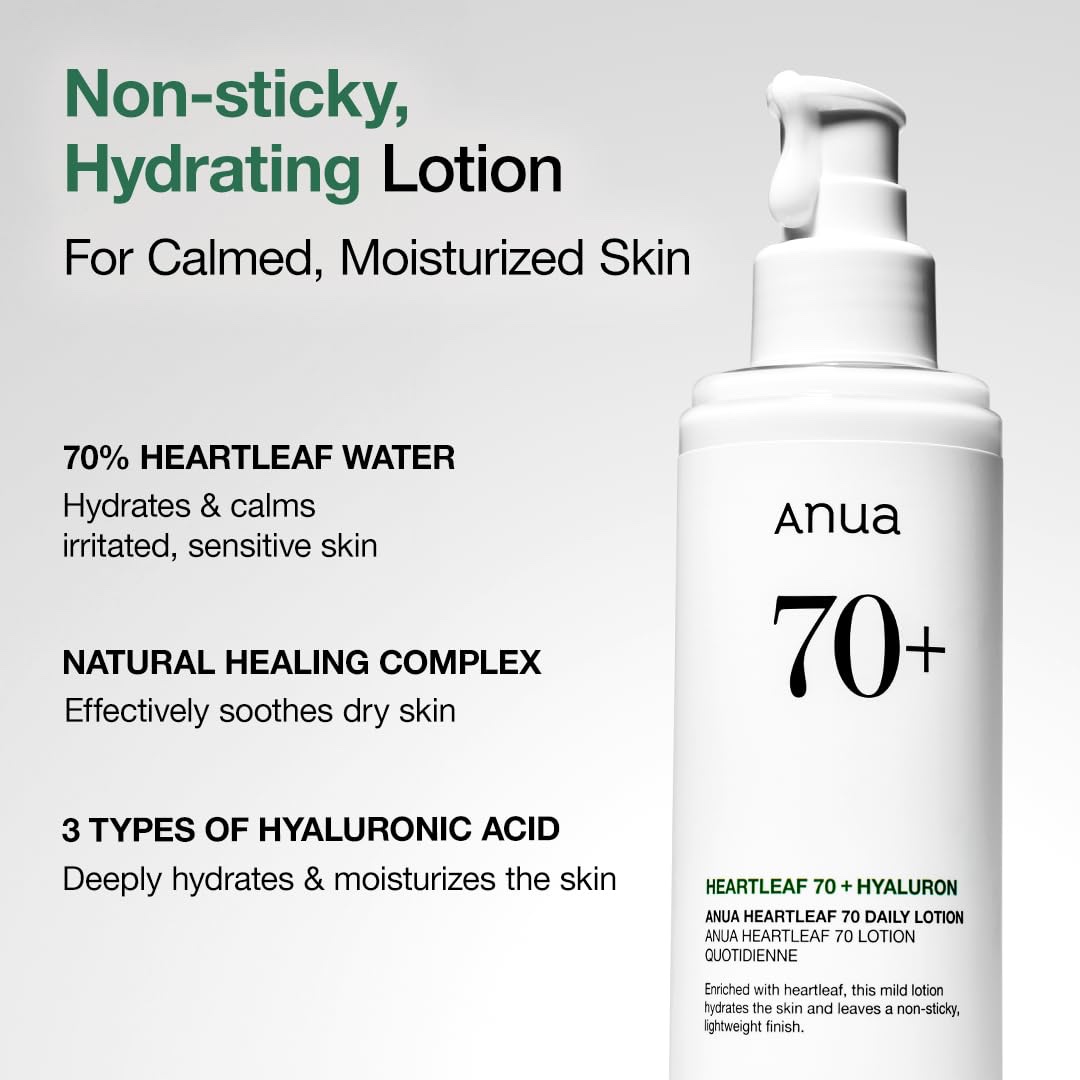 Anua Heartleaf Daily Lotion, Face Moisturizer with Hyaluronic Acid for Sensitive Skin, Lightweight, Korean Skin Care (200ml) - Image 3