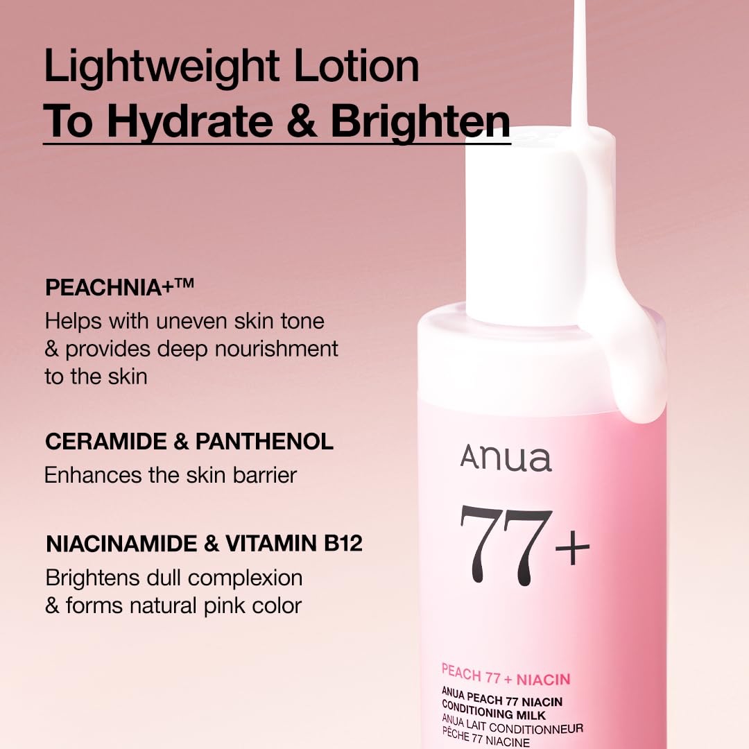 Anua Peach Niacin Conditioning Lotion, Face Moisturizer with Vitamin B12, Ceramide, Panthenol, Hyaluronic Acid, Lightweight, Korean Skin Care for Glass Skin (150ml) - Image 3
