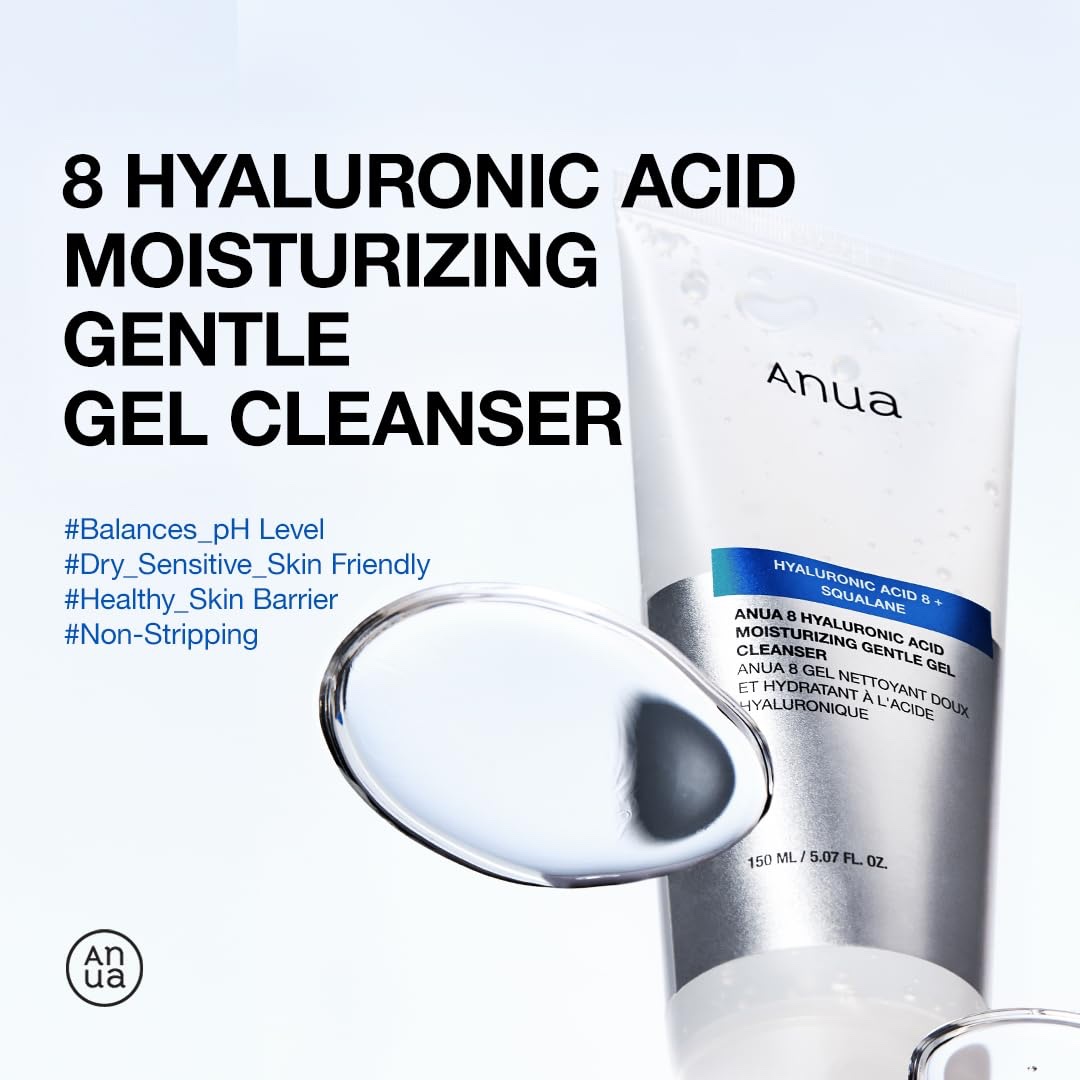Anua Moisturizing Gentle Gel Cleanser, for daily hydrating foaming gel face wash, exfoliating with Hyaluronic Acid+Squalane, cleanser for combination skin, Korean Skincare (150ml) - Image 2