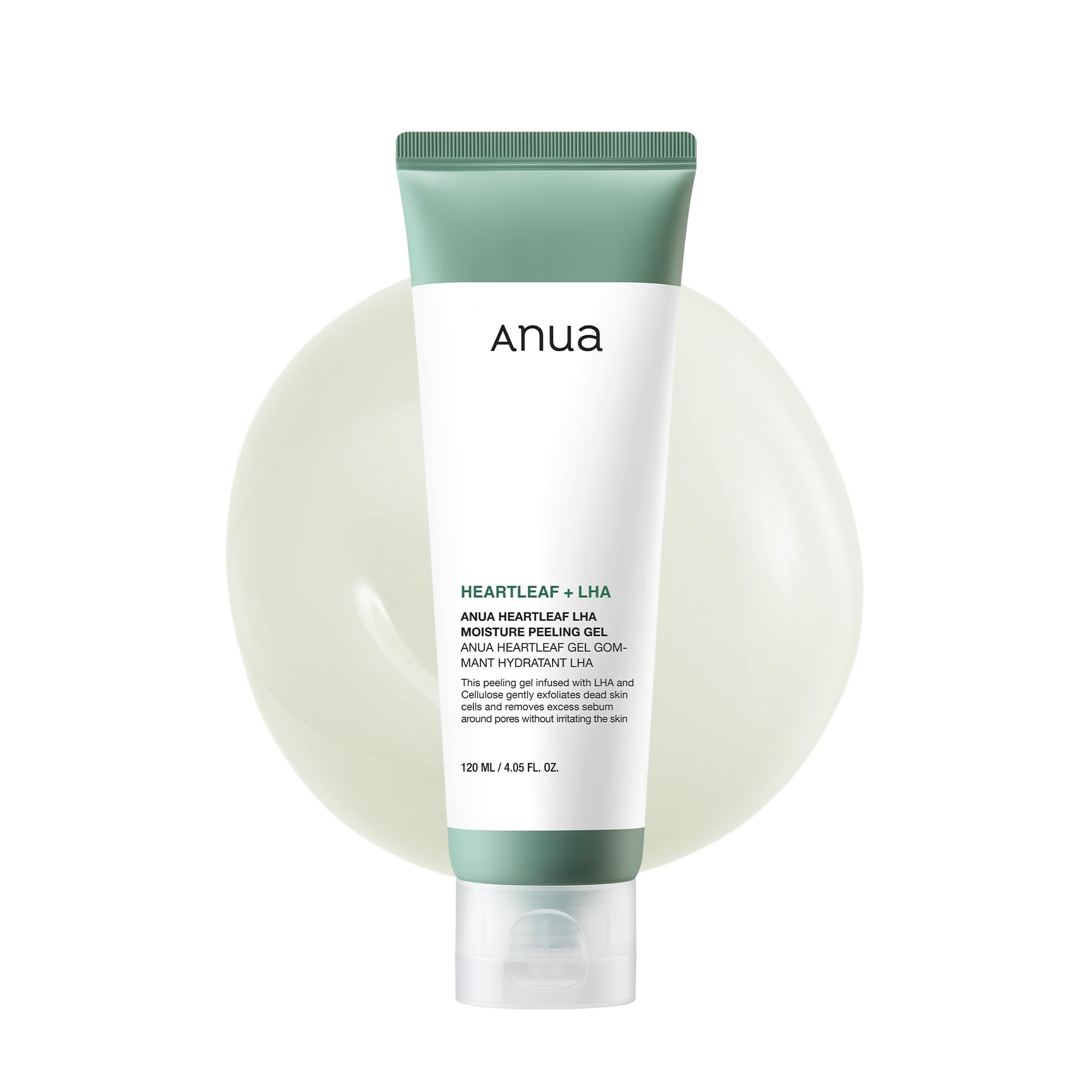 Anua Heartleaf LHA Moisture Peeling Gel, Gentle Exfoliation, Hydrating Facial Peel, Pore Care, Dead Skin Removal, Natural Cellulose for Soothing, Vegan, Korean Skin Care (120ml)