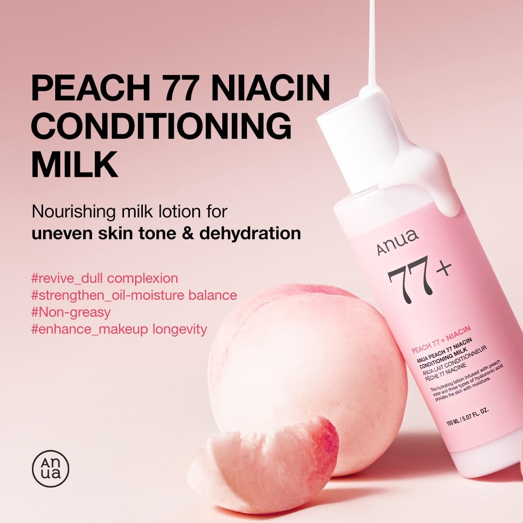 Anua Peach Niacin Conditioning Lotion, Face Moisturizer with Vitamin B12, Ceramide, Panthenol, Hyaluronic Acid, Lightweight, Korean Skin Care for Glass Skin (150ml) - Image 2