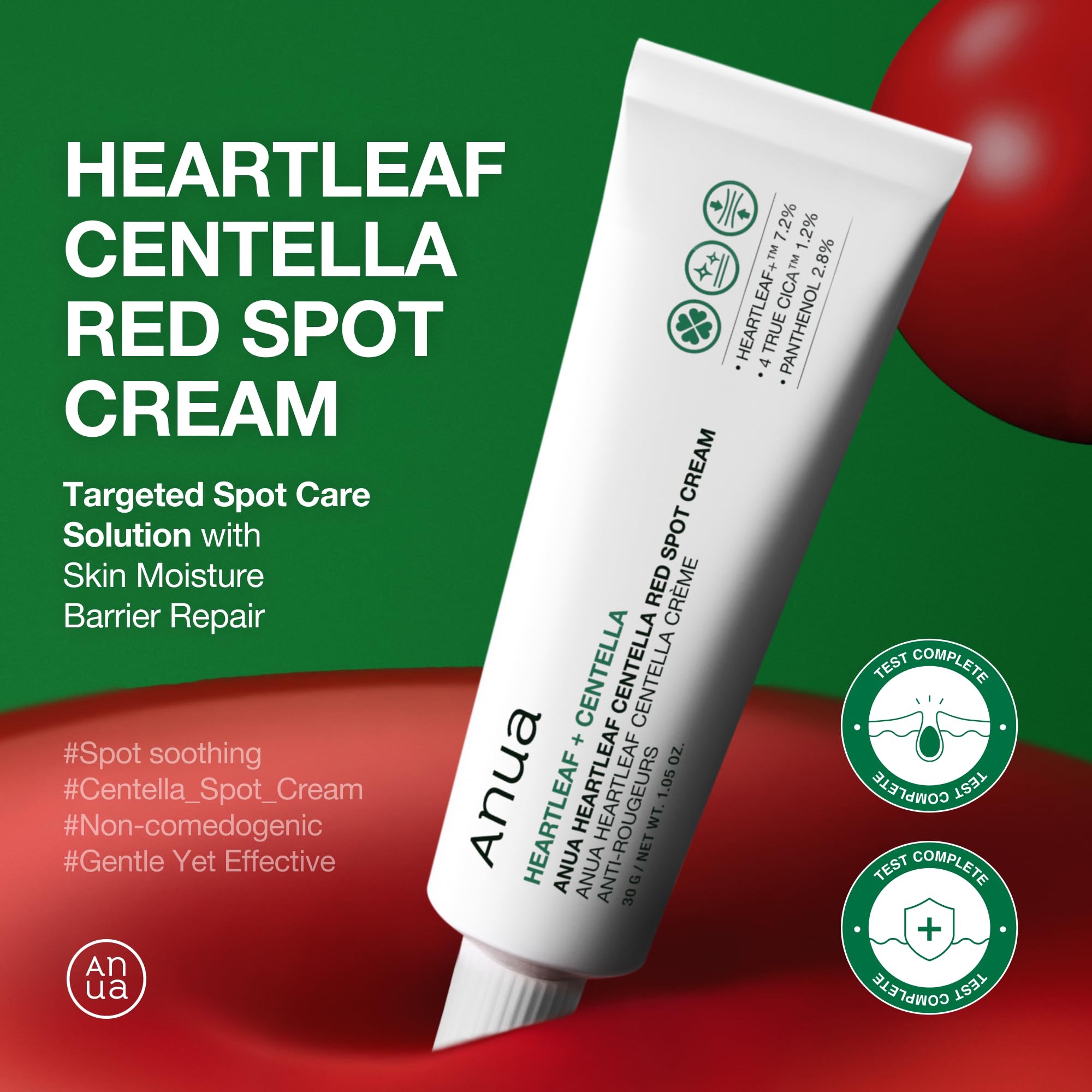Anua Heartleaf Centella Red Spot Cream, Hydration Face Moisturizer for Skin Relief, Niacinamide, Centella, Panthenol, Spot Treatment for sensitive skin, Non-comedogenic, Korean Skincare (30g) - Image 2