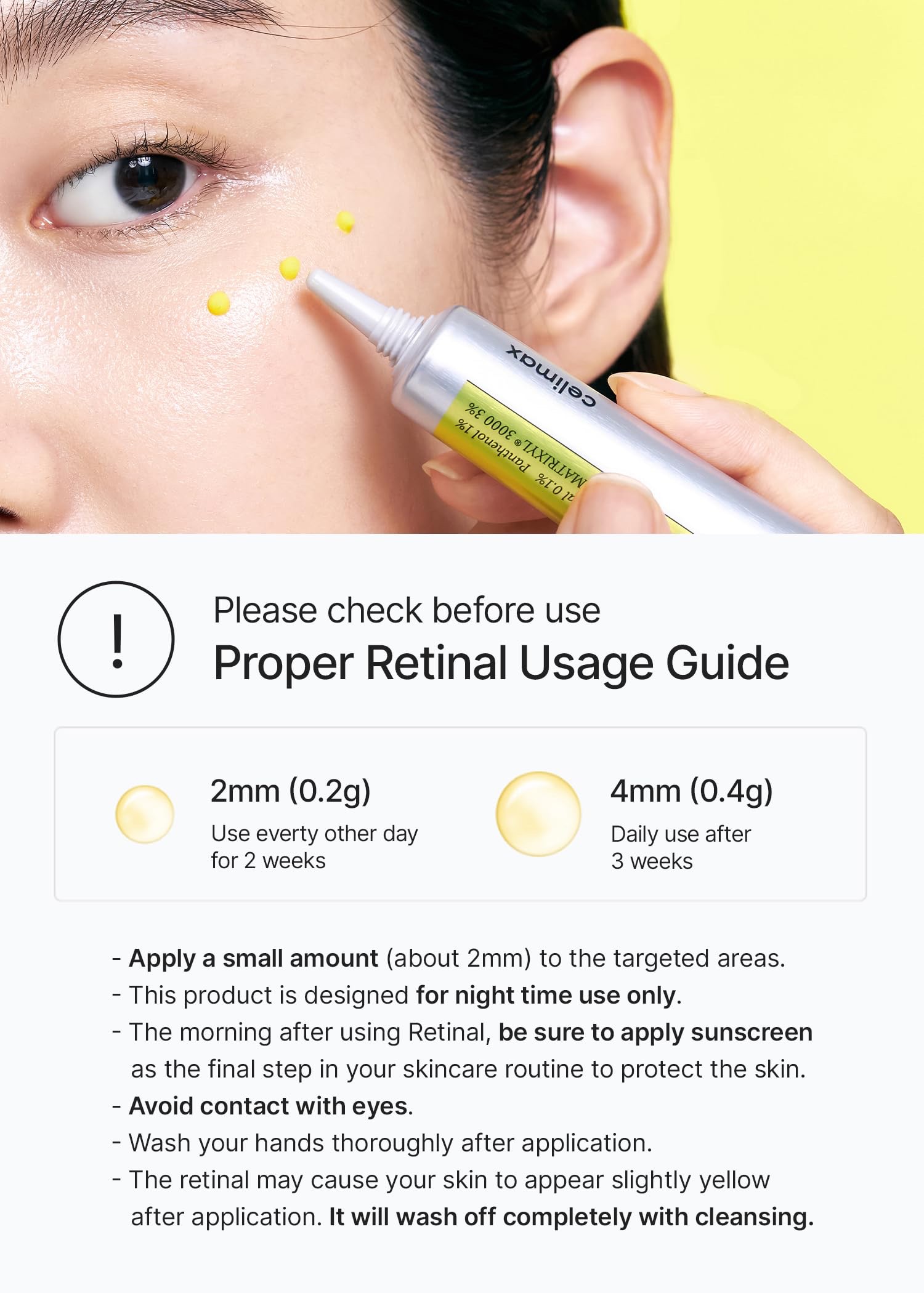 celimax The Vita A Retinal Shot Tightening Booster | 0.1% Retinal, 3% Matryxyl, High-Strength Retinoid for Anti-Aging, Pore Minimizer, Wrinkles & Fine Lines, Firmer Skin, 15ml - Image 5