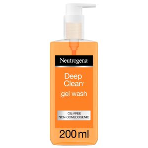 Neutrogena Deep Clean Face Wash, Gel Cleanser for All Skin Types, Including Oily, Clogged and Acne-Prone, Removes Dead Skin Cells for a Refreshed and Clear Complexion 200ml