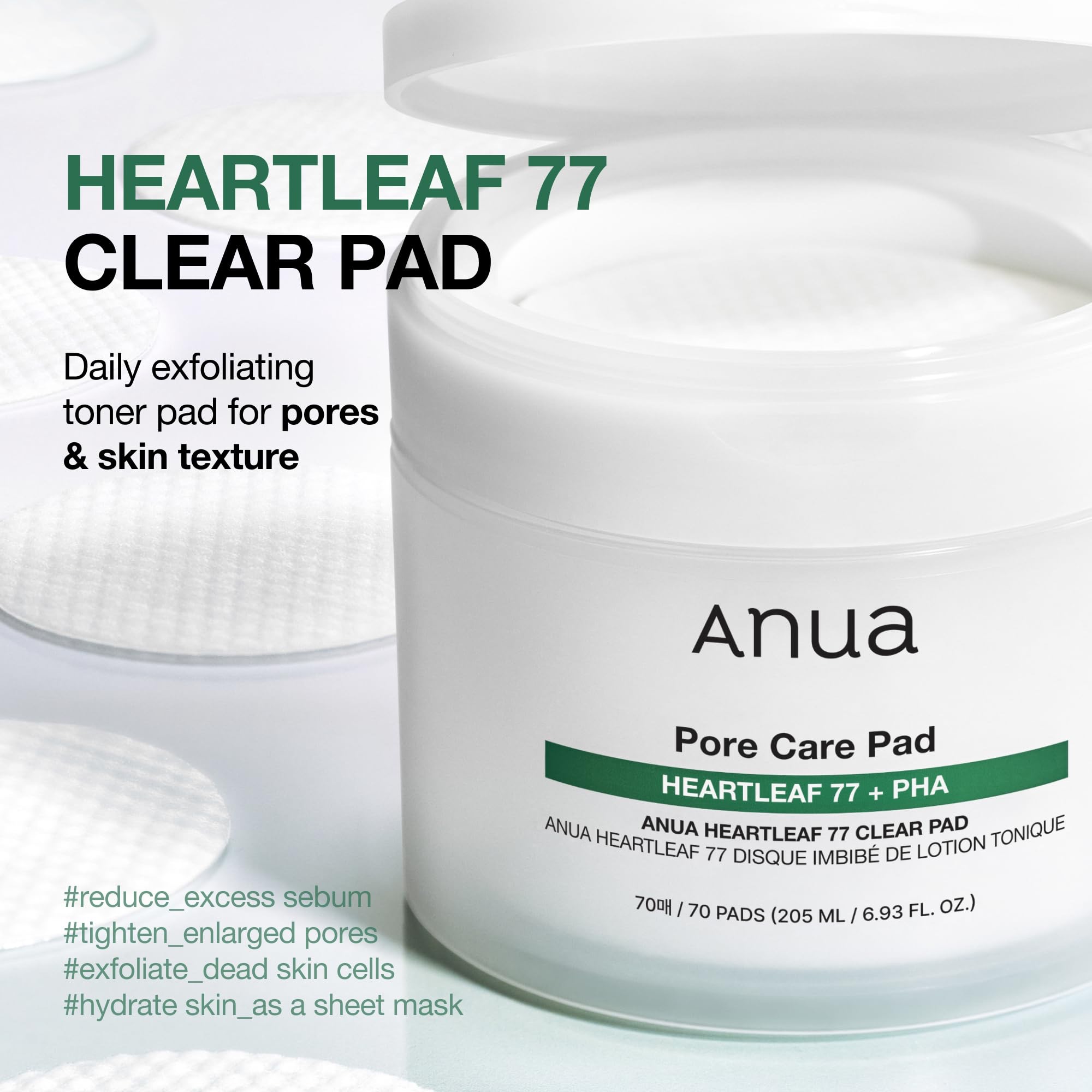 Anua Heartleaf 77 Toner Pad, Mild Exfoliating Facial Pads for Glass Skin, Hydrating Pore Care for Sensitive Skin, Heartleaf Extract, PHA, Centella, Non comedogenic, Korean Skin Care (70 Pads) - Image 2