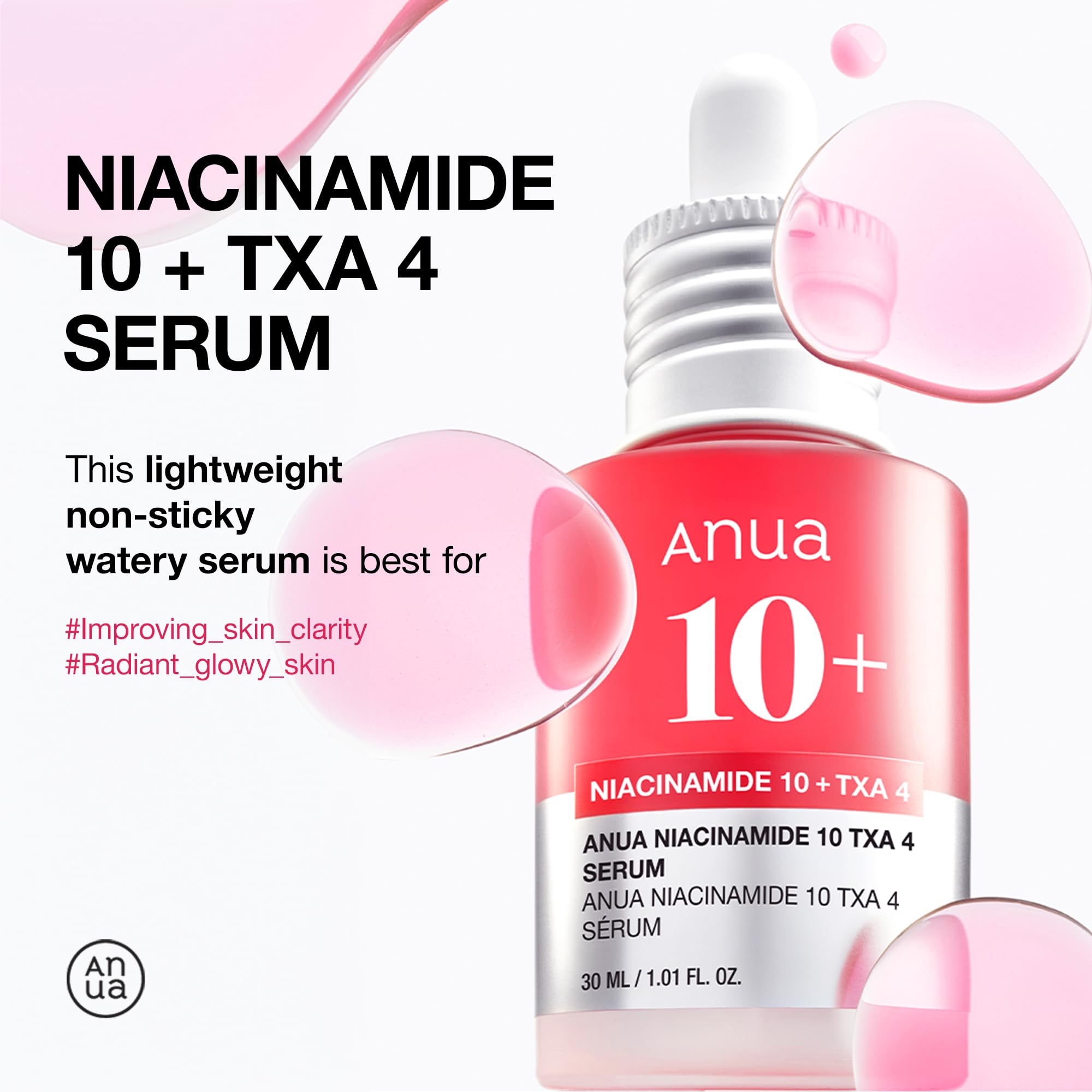 Anua 10% Niacinamide+ 4% TXA Serum, Ceramide, Hyaluronic Acid, Tranexamic Acid, Vitamin B12 Natural color, Korean Glass Skin, Fragrance-Free, Dark Spot Serum, Korean Skincare, 30ml - Image 2