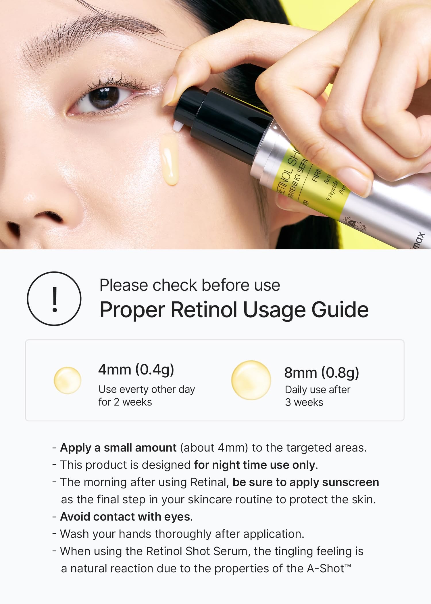 celimax The Vita A Retinol Shot Tightening Serum | with Pure Vitamin A Retinol, Peptide, Pore Minimizer, Wrinkles & Fine Lines, Firmer Skin, Anti-Aging, Skin Smoothing 30ml - Image 6