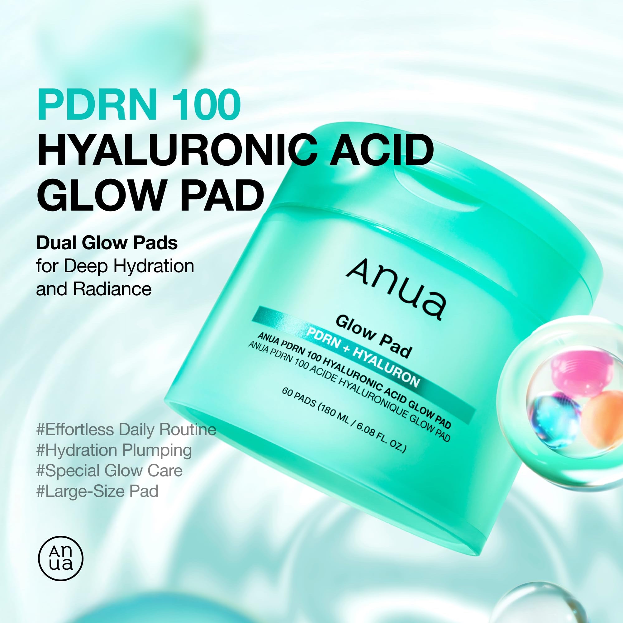 Anua PDRN 100 Hyaluronic Acid Glow Pad, Glowing Korean Face Care for Daily Skin Care and Makeup Preparation, Double-Sided Toner Pad for Radiant Skin and Deep Hydration (60 Pads) - Image 2