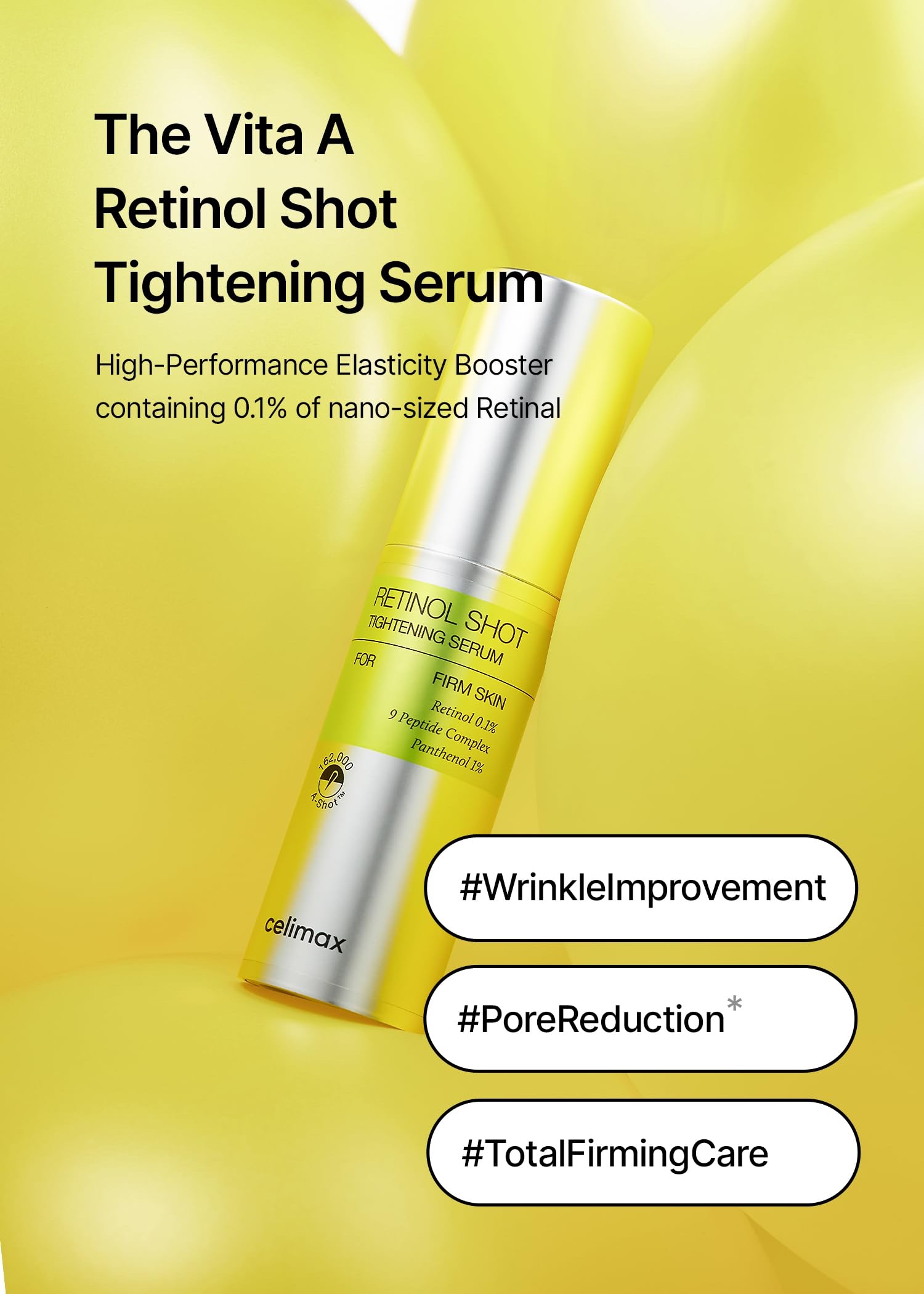 celimax The Vita A Retinol Shot Tightening Serum | with Pure Vitamin A Retinol, Peptide, Pore Minimizer, Wrinkles & Fine Lines, Firmer Skin, Anti-Aging, Skin Smoothing 30ml - Image 2