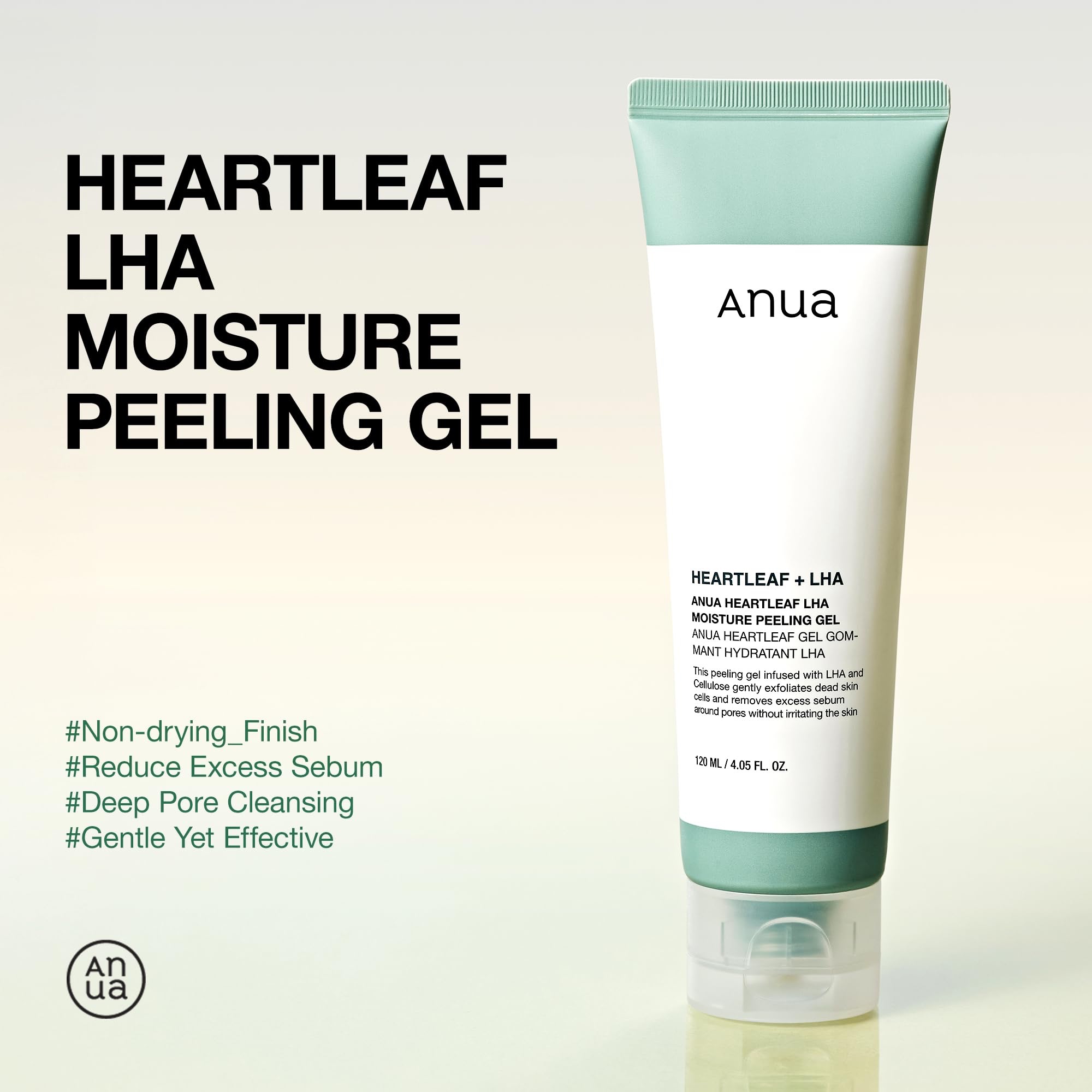 Anua Heartleaf LHA Moisture Peeling Gel, Gentle Exfoliation, Hydrating Facial Peel, Pore Care, Dead Skin Removal, Natural Cellulose for Soothing, Vegan, Korean Skin Care (120ml) - Image 2