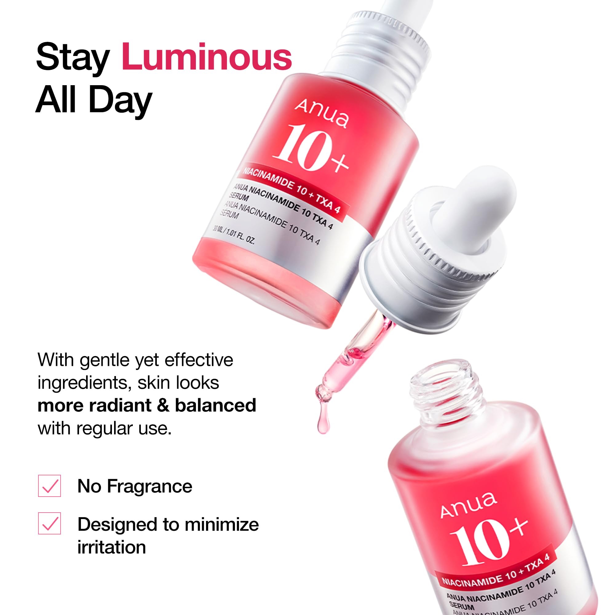 Anua 10% Niacinamide+ 4% TXA Serum, Ceramide, Hyaluronic Acid, Tranexamic Acid, Vitamin B12 Natural color, Korean Glass Skin, Fragrance-Free, Dark Spot Serum, Korean Skincare, 30ml - Image 4