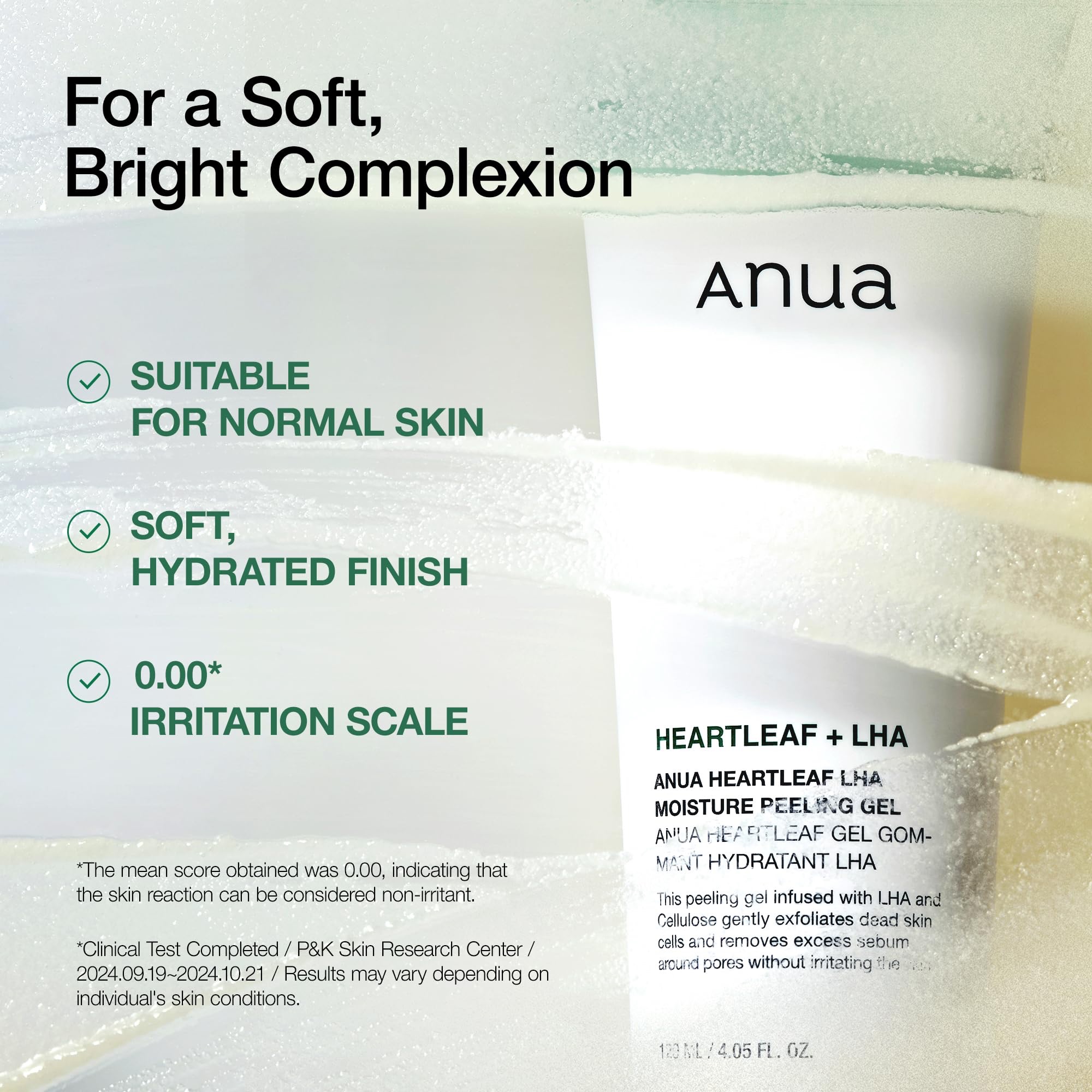 Anua Heartleaf LHA Moisture Peeling Gel, Gentle Exfoliation, Hydrating Facial Peel, Pore Care, Dead Skin Removal, Natural Cellulose for Soothing, Vegan, Korean Skin Care (120ml) - Image 4
