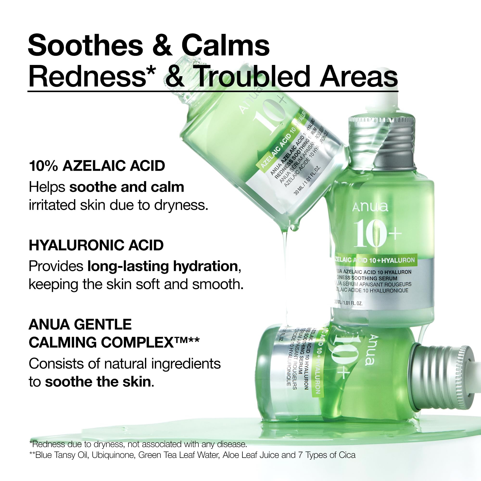 Anua Azelaic Acid 10 Hyaluron Redness Soothing Serum, Facial Serum for Sensitive skin, Hyaluronic Acid, Niacinamide, Spot Care, Natural Color, Vegan, Korean Skincare (30ml) - Image 6