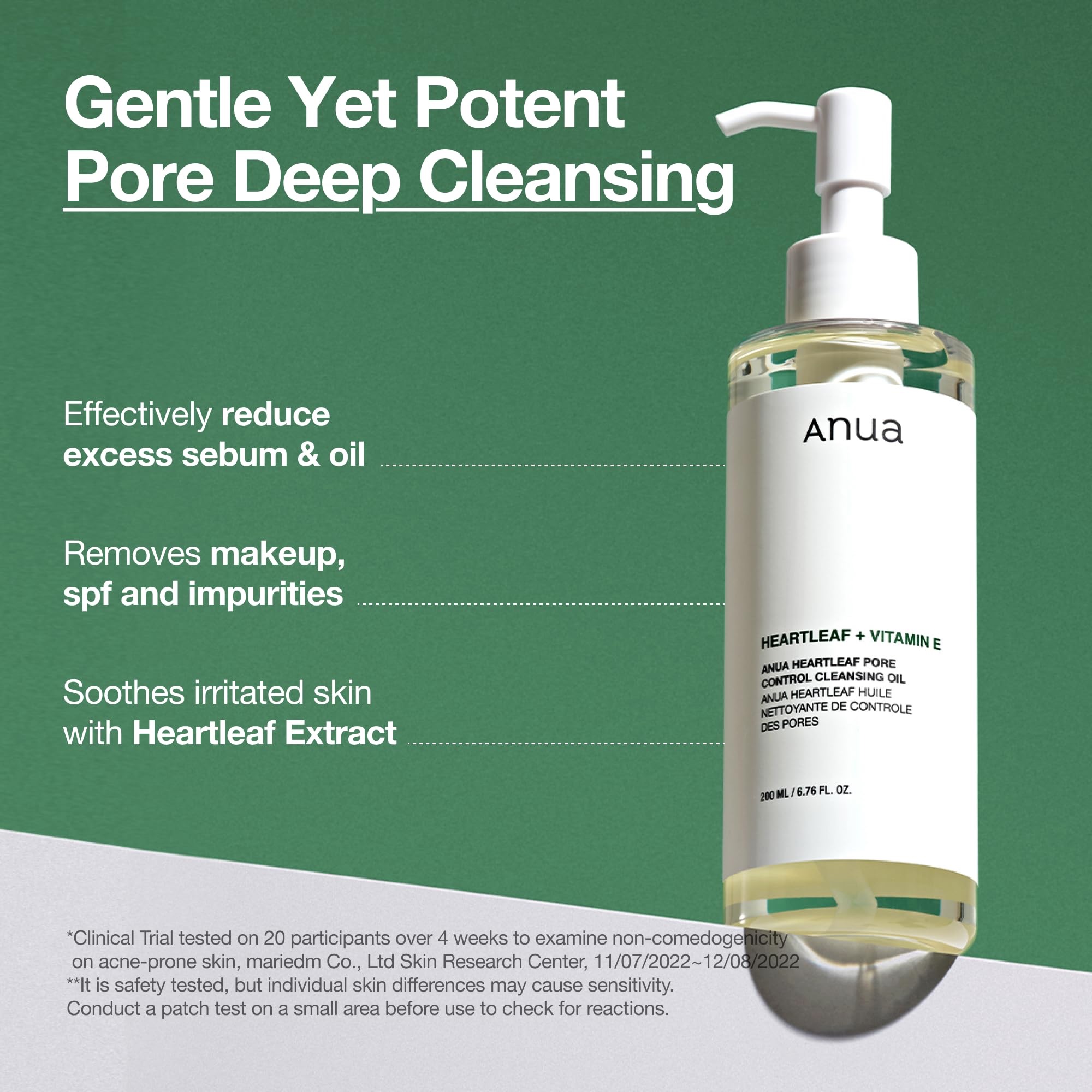 Anua Heartleaf Pore Control Cleansing Oil, Oil Cleanser for Face, Makeup Blackhead Remover, Double Cleansing, Facial Cleanser, Mild Ingredients, Korean Skin Care (200ml) - Image 3